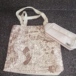 Jean Paul Gaultier Tattoo Tote Bag Fish and Dragon Print Shopper & Makeup Bag